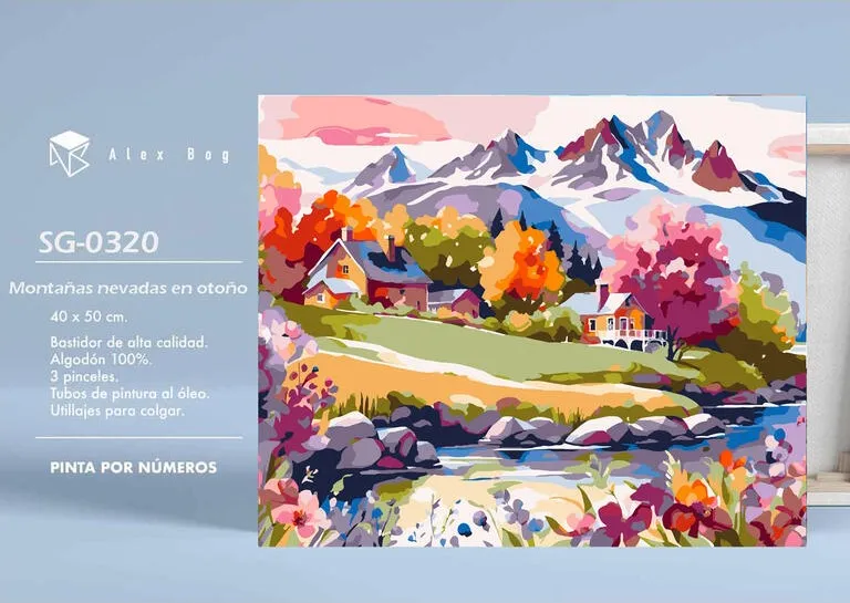 PINTAR POR NUMEROS MONTAÑAS NEVADAS EN OTOÑO