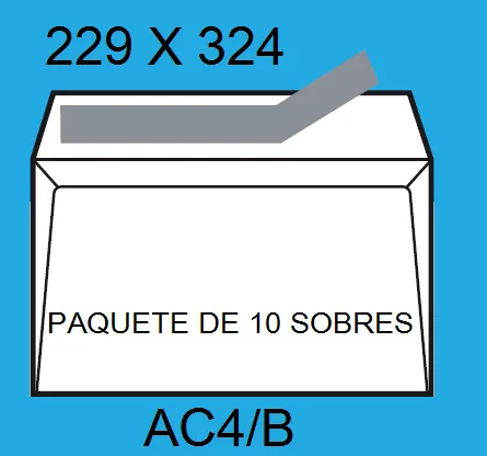 SOBRES 229X324 AC4/B BLANCO 10un