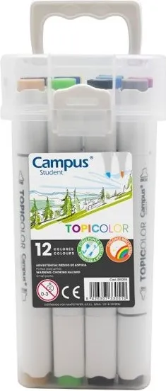 ROTULADOR 2 PUNTAS CAMPUS TOPICOLOR 12 COLORES