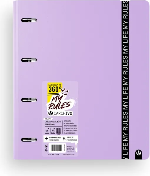 CARPEBLOC A4 4AN MY RULES 360º MALVA