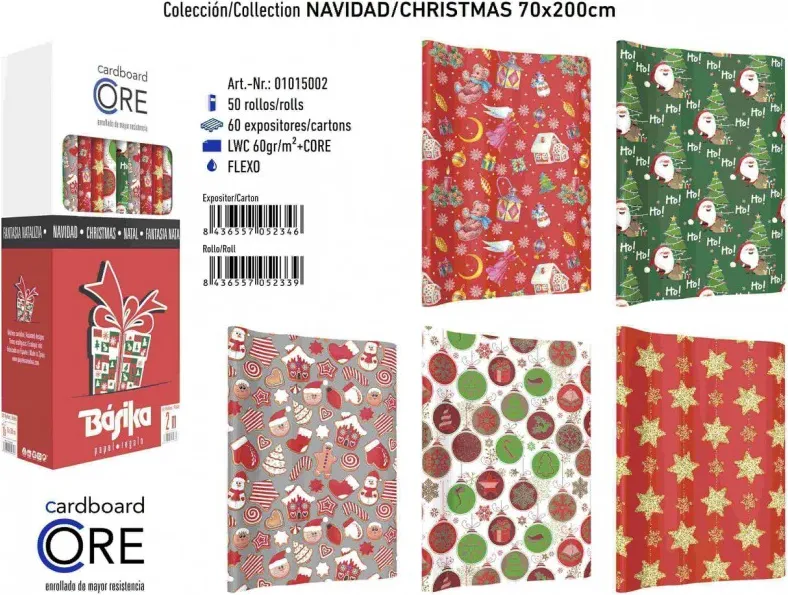 ROLLO PAPEL REGALO 70X200CM NAVIDAD CORE
