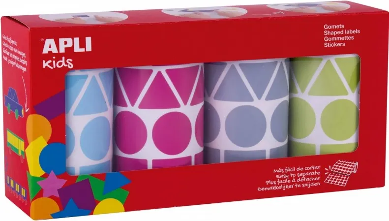 PACK 4 ROLLOS GOMETS GEOMÉTRICOS COLORES 27mm