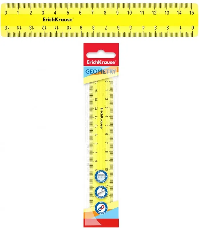 REGLA  PLÁSTICO 15 CM NEÓN AMARILLO