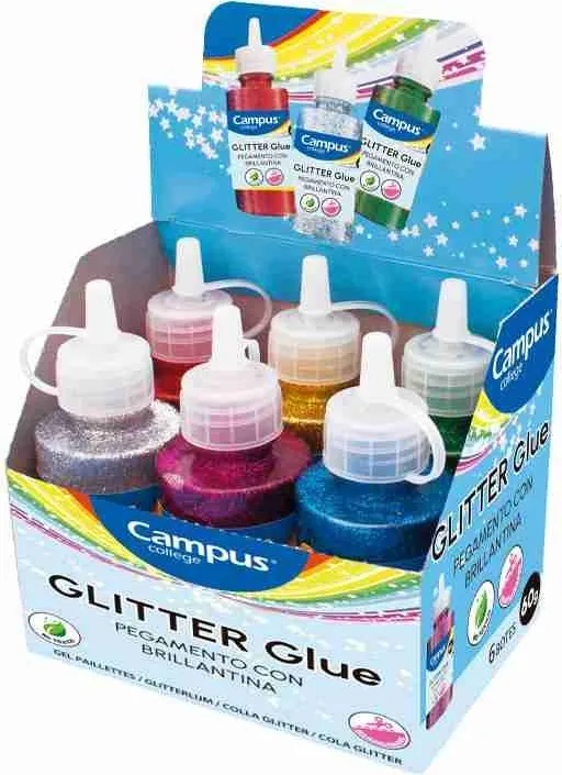 PEGAMENTO GLITTER 60GR 6 COLORES