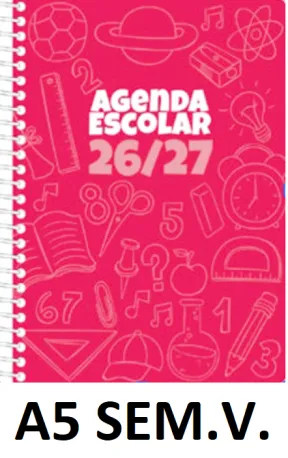 AGENDA ESC.DIDEX A5 SEM.V. CARTÓN ROJO 26-27