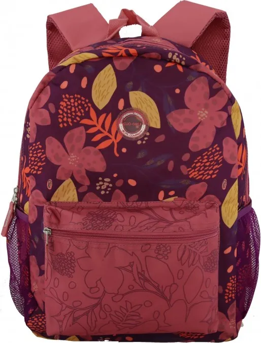 MOCHILA CLIO FLORAL BURDEOS 43X30X13 C/2 CREMALLERAS