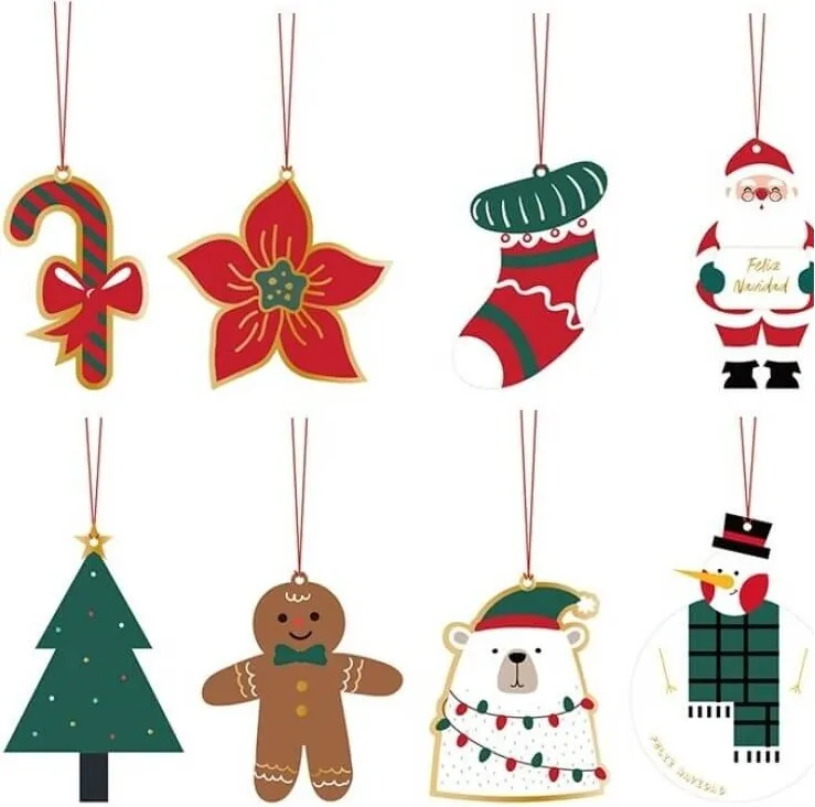 SET 4 TARJETAS COLGANTES ADORNOS NAVIDAD