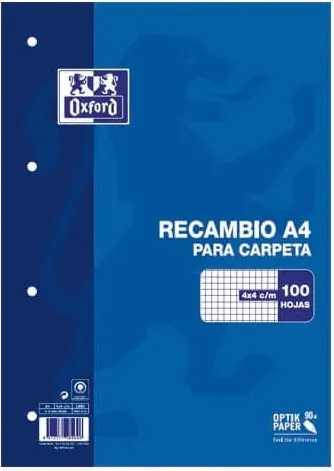 RECAMBIO A4 OXFORD 100+20H 4X4 90GR