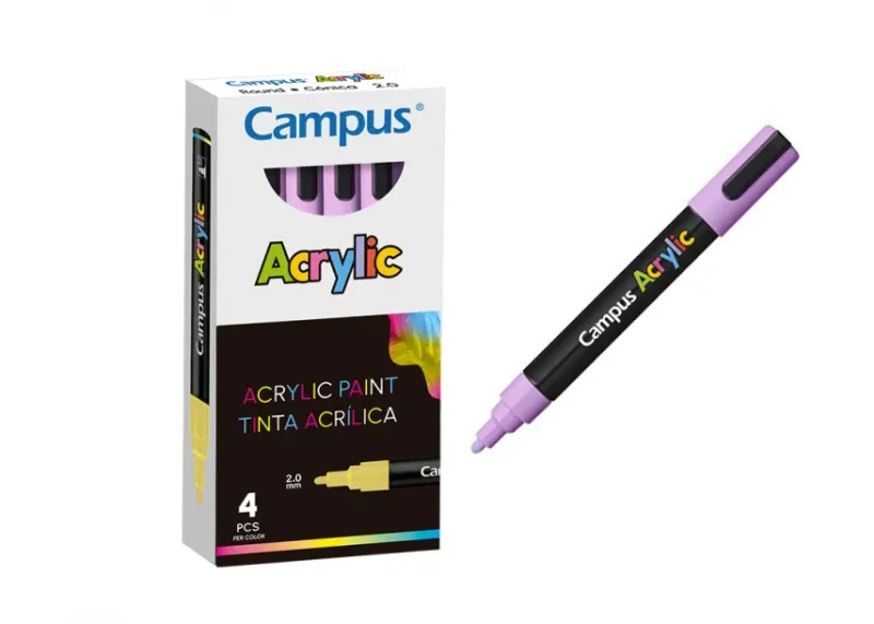ROTULADOR ACRILICO CAMPUS LILA PASTEL(4 UNID)
