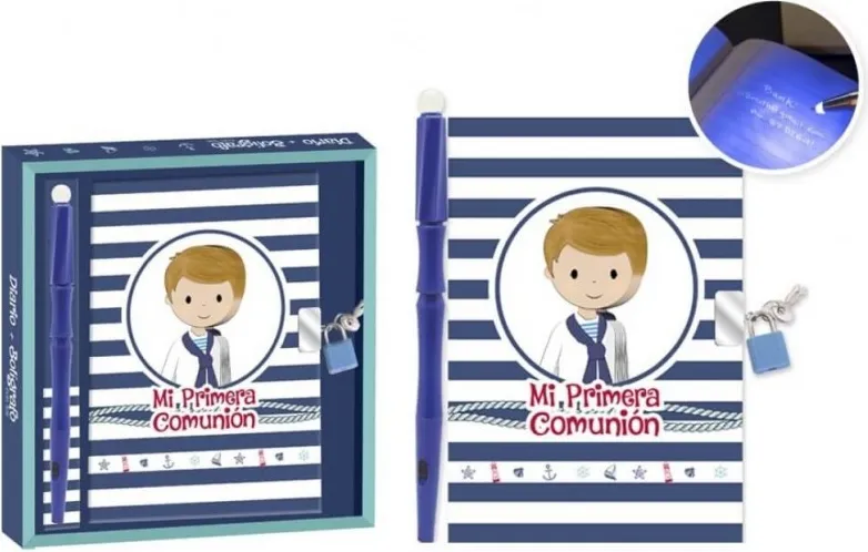 DIARIO COMUNION NIÑO + BOLÍGRAFO CON LUZ