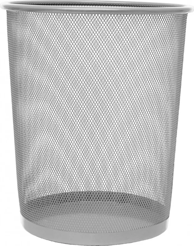 PAPELERA PLUS METAL GRANDE PLATEADA