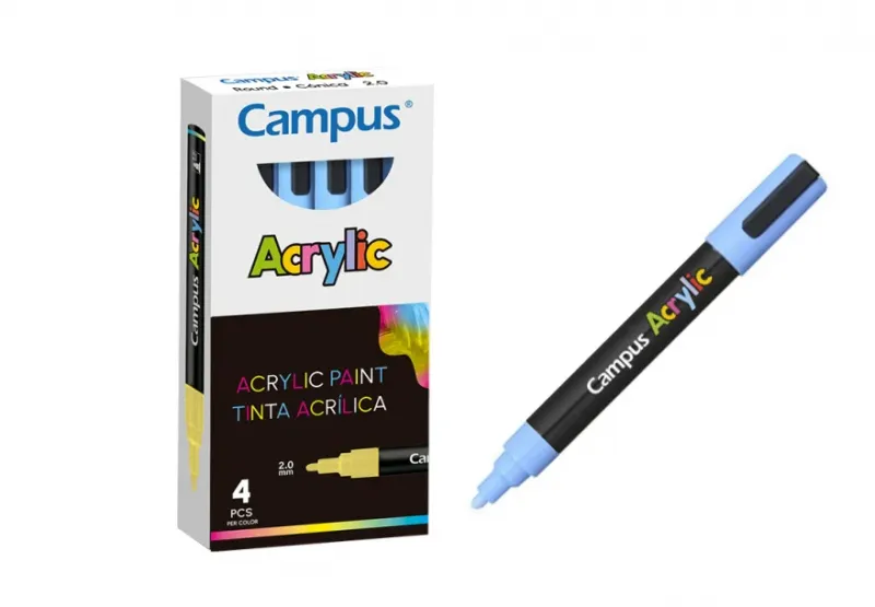 ROTULADOR ACRILICO CAMPUS AZUL PASTEL(4 UNID)
