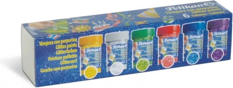 Témpera  Pelikan Glitter c/6 colores 20ml