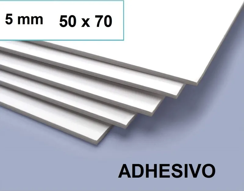 CARTON PLUMA A2 5MM ADHESIVO 50x70 BLANCO