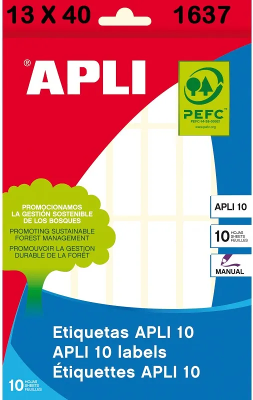 ETIQUETA APLI SOBRE 13X40 10 HOJAS