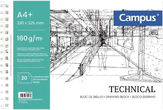 BLOC DIBUJO CAMPUS TECHNICAL A4 160GR 20H C/R