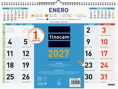 CALENDARIO PARED COLOR MIXTO L 43X31 2027