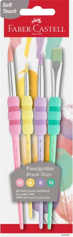 BLISTER 4 PINCELES AGARRE SUAVE FABER CASTELL