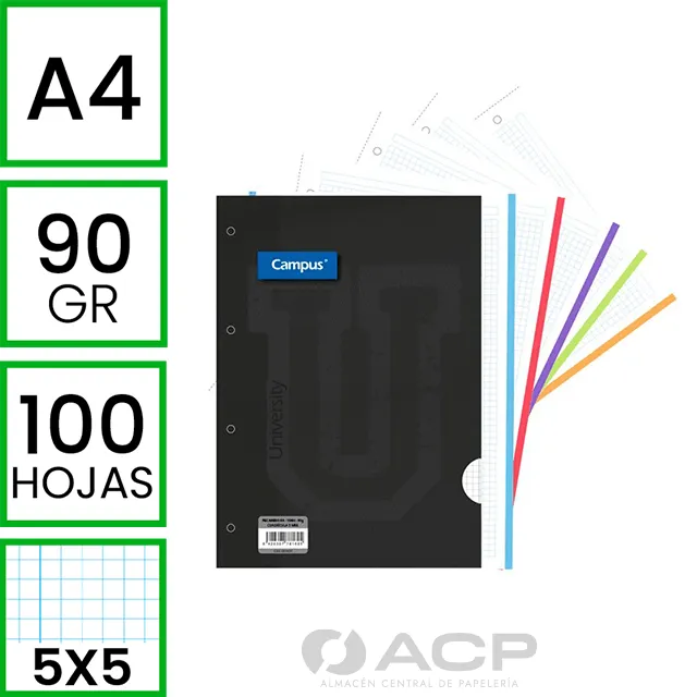 RECAMBIO CAMPUS A4 100H 5X5 90GR