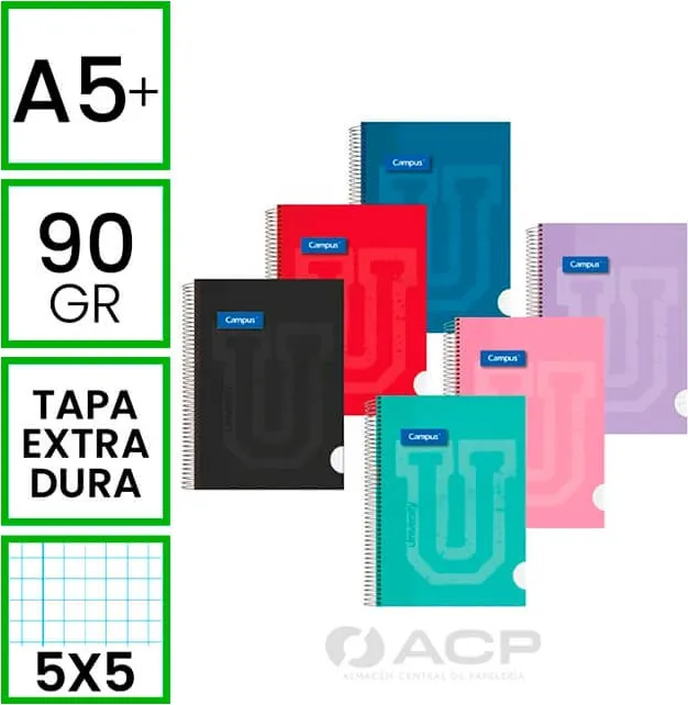 BLOC A5 CAMPUS 80H TAPA FORRADA 90G 5X5
