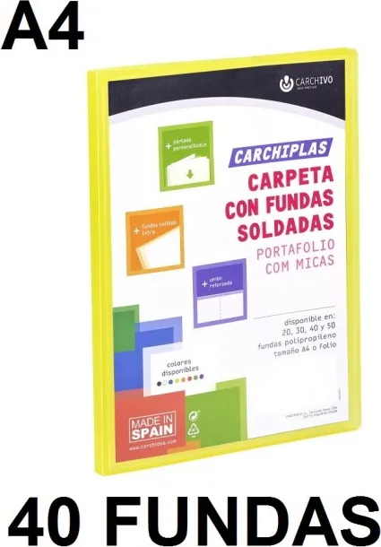 CARPETA 40 FUNDAS A4 CARCHIPLAS PERSONALIZ.AMARILLO