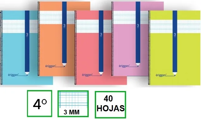 CUADERNO LAMELA ERIGGAN 4º 40H C/3 MM