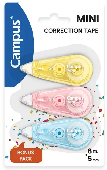 CORRECTOR CAMPUS MINI 5X6M PASTEL BLÍSTER 3 UNID.