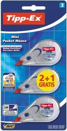 CORRECTOR CINTA TIPPE-EX MINI POCKET MOUSE BL 2+1