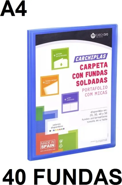 CARPETA 40 FUNDAS A4 CARCHIPLAS PERSONALIZ.AZUL