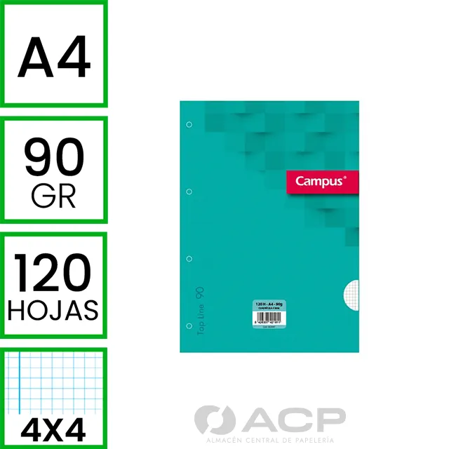 RECAMBIO CAMPUS A4 100+20 CUADRO 90GR