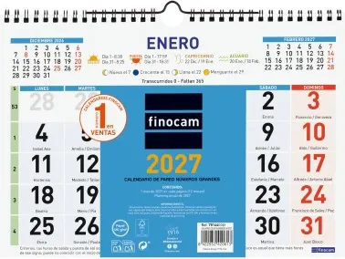 CALENDARIO PARED COLOR Nº GRANDES 30x21 2027