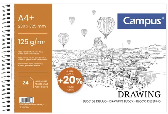 BLOC DIBUJO CAMPUS DRAWING A4 LISO P/5