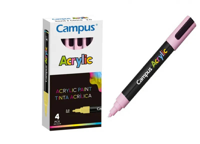 ROTULADOR ACRILICO CAMPUS ROSA PASTEL(4 UNID)