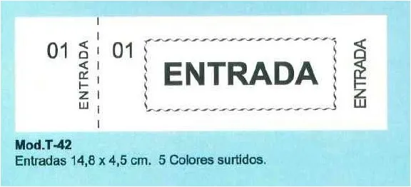 TALONARIO ENTRADAS 14,8X4,5 CM 5 COLORES SURTIDOS T-42