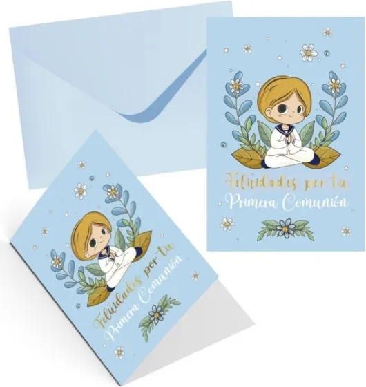 TARJETA FELICITACION PRIMERA COMUNION NIÑO