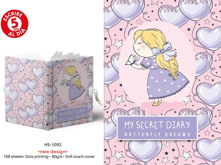 DIARIO A5 168H.C/CANDADO BUTTERFLY DREAMS