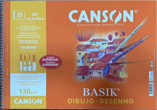 BLOC DIBUJO CANSON BASIK A3 LISO 130GR