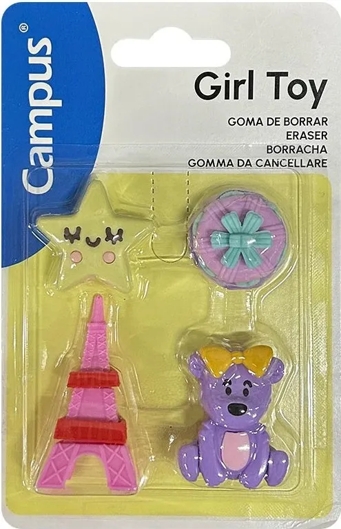BLISTER 4 GOMAS BORRAR CAMPUS GIRL TOY