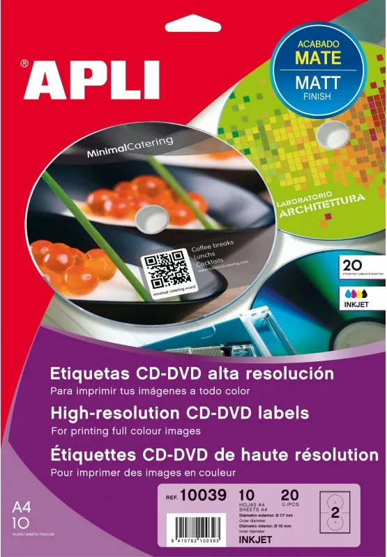 ETIQUETA APLI CD / DVD ALTA RESOLUCIÓN 10039