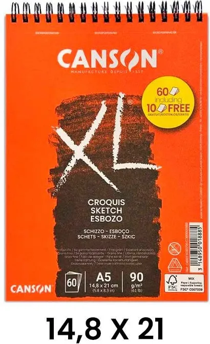 BLOC CANSON XL CROQUIS 50+10H A5