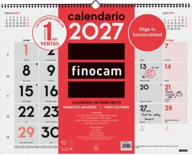 CALENDARIO PARED MIXTO XL 590X420 2027