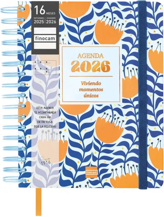 Agenda Finocam 16 Meses Vitae 1/4  Sv  Horiz.azul 25-26
