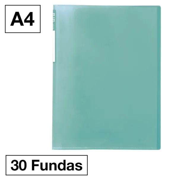 CARPETA FUNDAS PLUS A4 30F TRASLÚCIDA VERDE CLARO