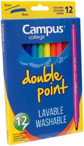 ROTULADOR 2 PUNTAS CAMPUS 12 COLORES