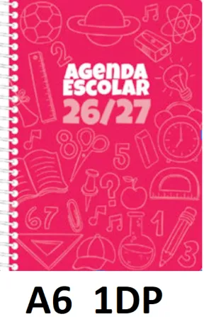 AGENDA ESC.DIDEX A6 1DP CARTÓN ROJO 26-27