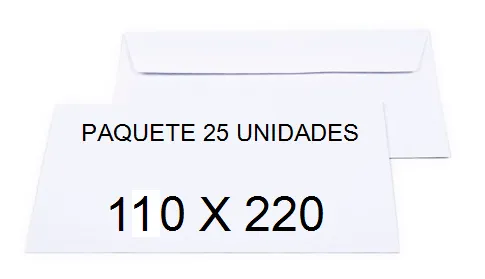 SOBRES SAM 110X220 OPEN 110 BLANCO P/25