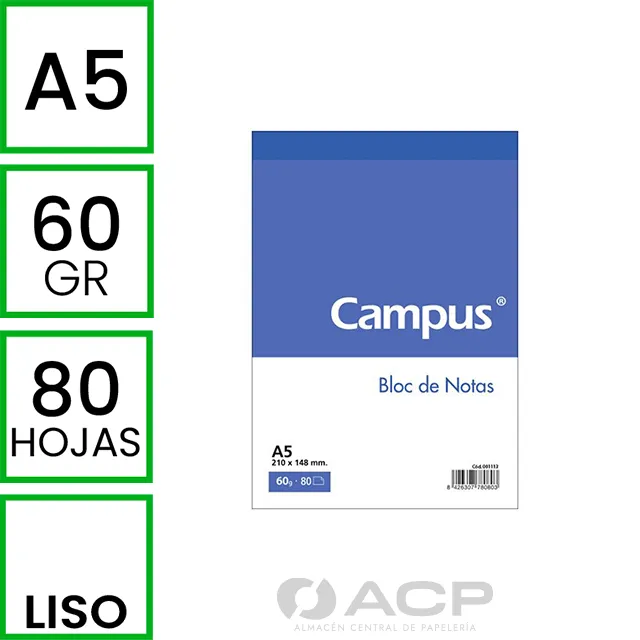 BLOC NOTAS A5 80/H 60G LISO