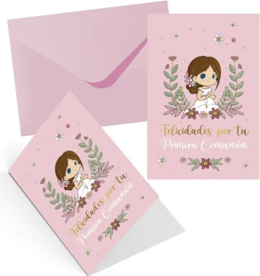 TARJETA FELICITACION PRIMERA COMUNION NIÑA