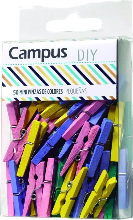 PINZA MADERA CAMPUS PEQUEÑA COLOR 50 UNIDADES