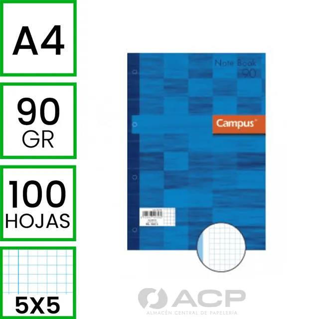 RECAMBIO CAMPUS A4 100H 5X5 90GR AZUL
